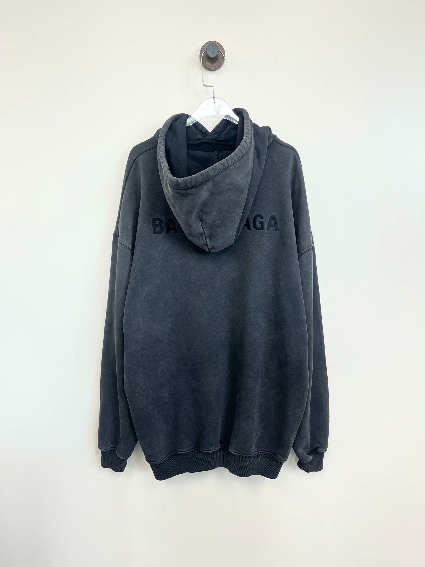 Balenciaga Balenciaga Gray Distressed Logo Hoodie Size US M / EU 48-50 / 2 - 2 Thumbnail