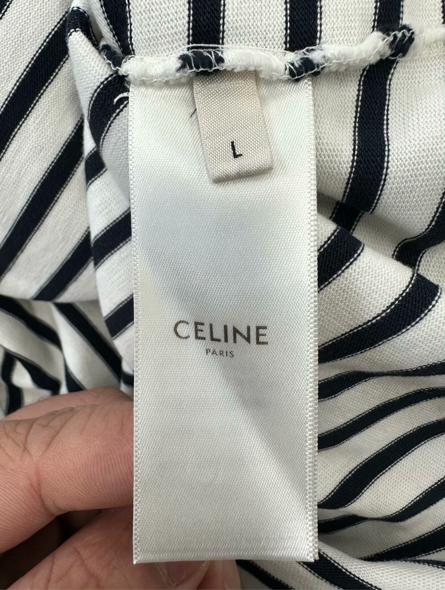 Celine Celine Black and White Stripe Sweatshirt Size L / US 10 / IT 46 - 4 Thumbnail