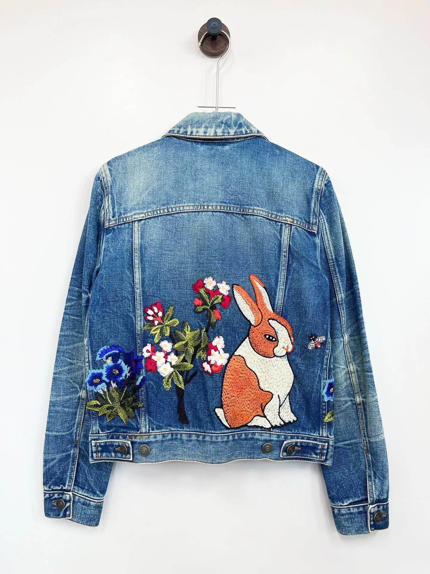 Gucci Gucci Blue Floral Embroidered Denim Jacket Size S / US 4 / IT 40 - 2 Thumbnail