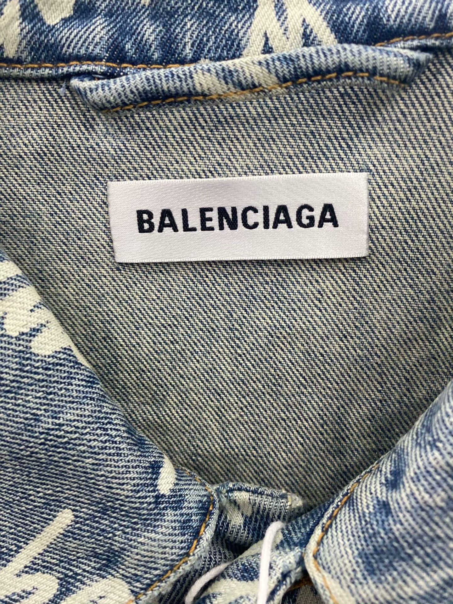 Balenciaga Balenciaga Blue Logo Denim Jacket Size US XS / EU 42 / 0 - 5 Thumbnail