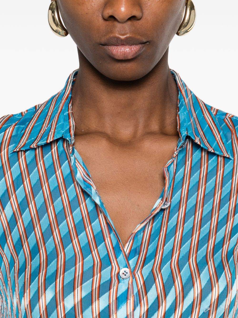 Dries Van Noten CLAVELLY SILK BLEND SHIRT Size XS / US 0-2 / IT 36-38 - 3 Thumbnail