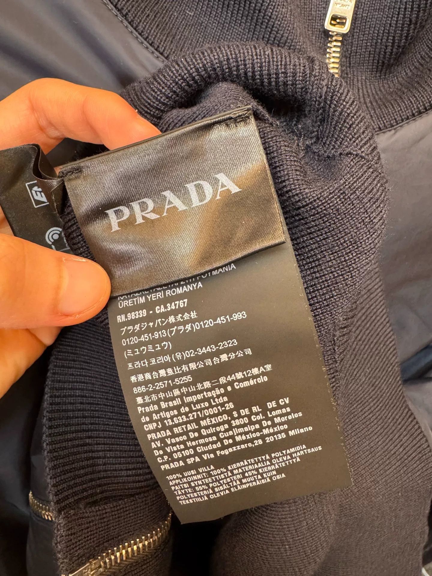 Prada Prada Navy Triangle Logo Knit Jacket Size US L / EU 52-54 / 3 - 4 Thumbnail