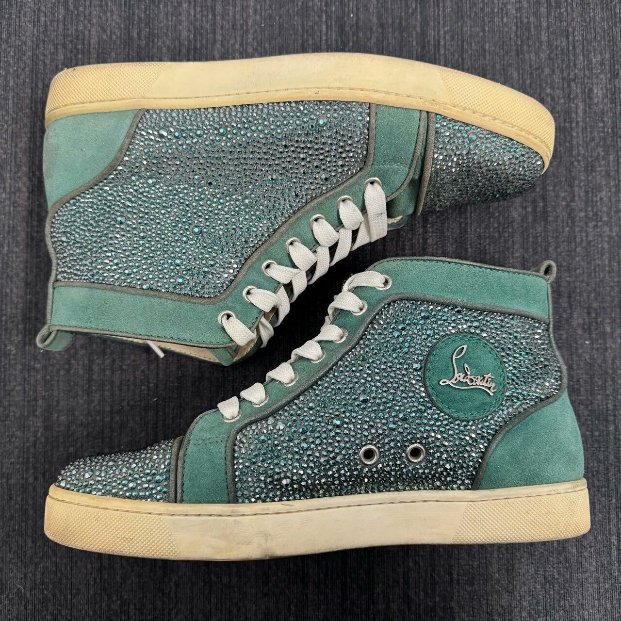 Christian Louboutin Christian Louboutin Green Suede High-Top Sneakers Size US 8.5 / IT 38.5 - 4 Thumbnail