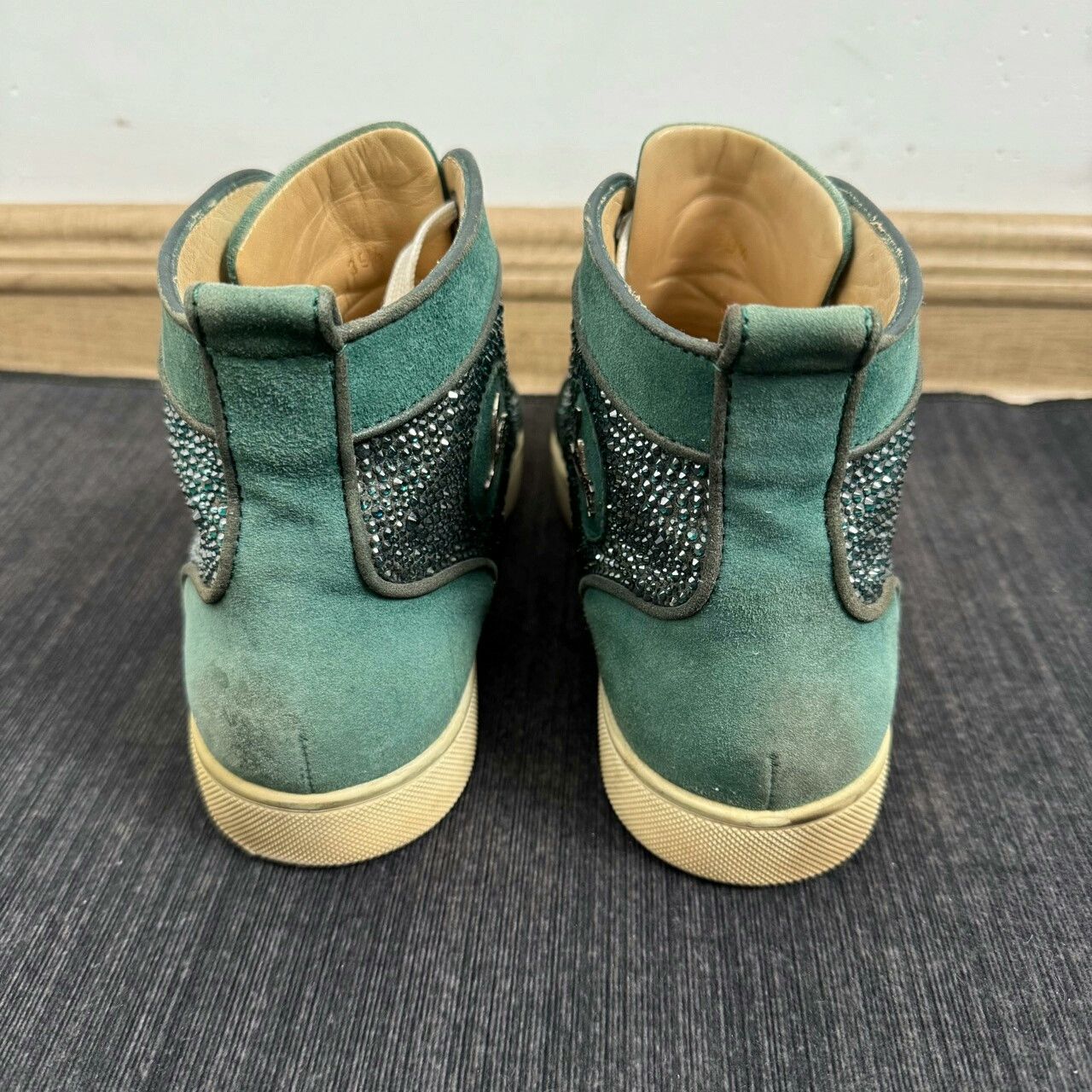 Christian Louboutin Christian Louboutin Green Suede High-Top Sneakers Size US 8.5 / IT 38.5 - 5 Thumbnail