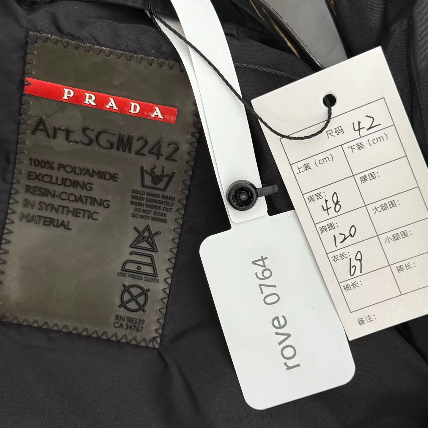 Prada Prada Black Nylon Triangle Logo Jacket Size M / US 6-8 / IT 42-44 - 3 Thumbnail