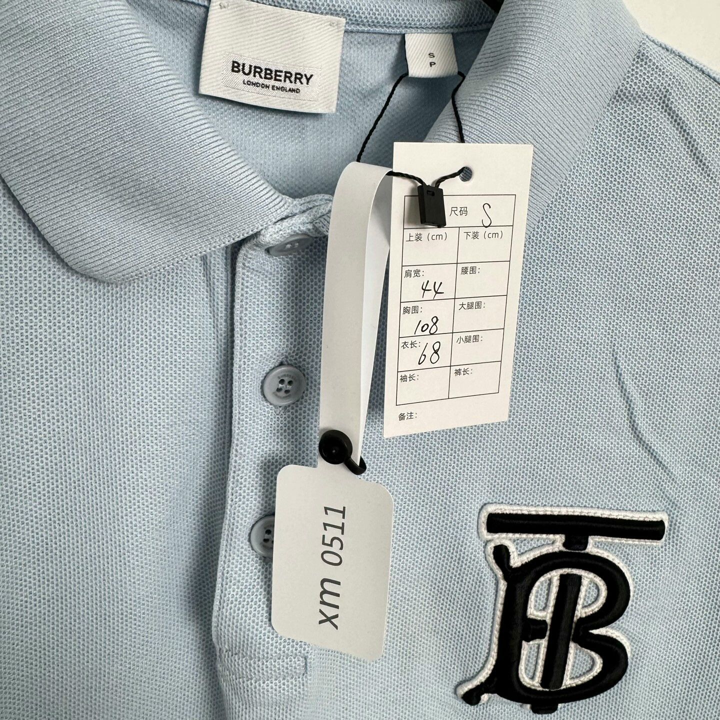 Burberry Burberry Sky Blue TB Logo Polo Shirt Size US S / EU 44-46 / 1 - 3 Thumbnail