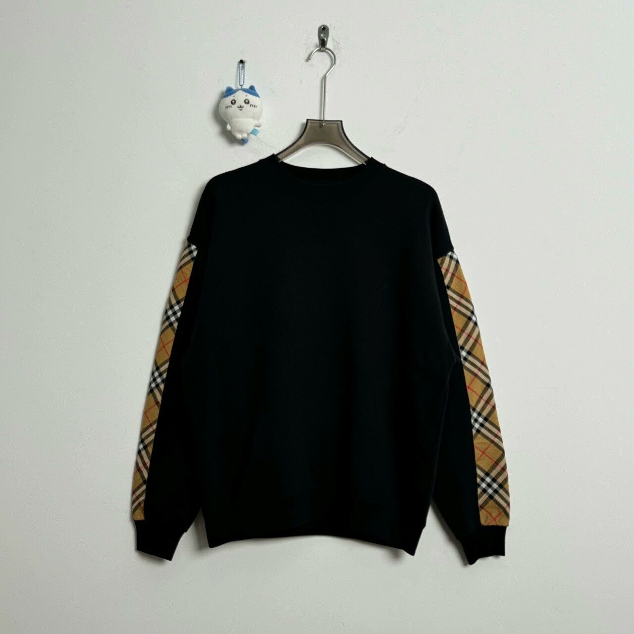 Burberry Burberry Black Logo Sweatshirt with Plaid Size US M / EU 48-50 / 2 - 2 Thumbnail