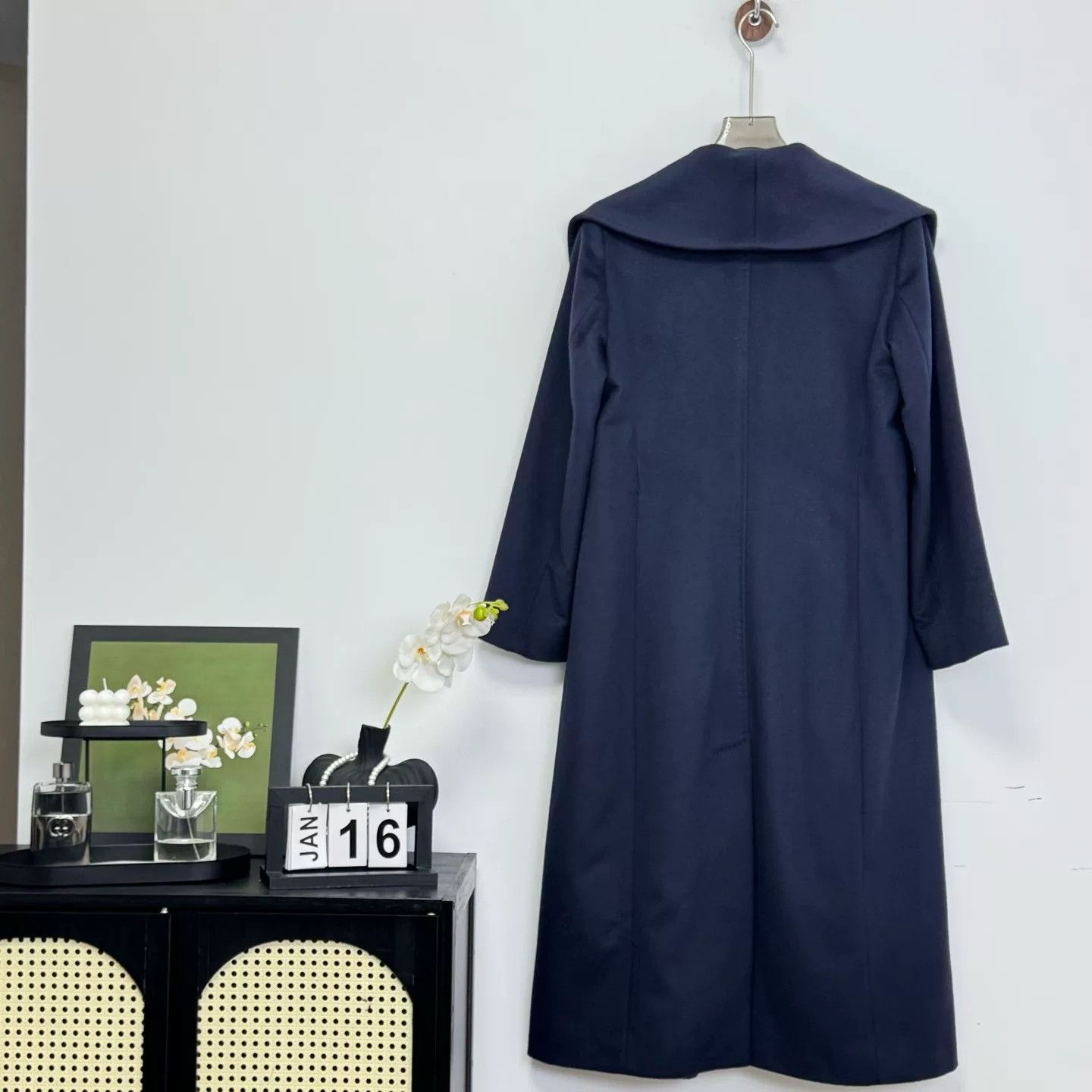 Max Mara Maxmara Navy Water Ripple Coat Size S / US 4 / IT 40 - 2 Thumbnail