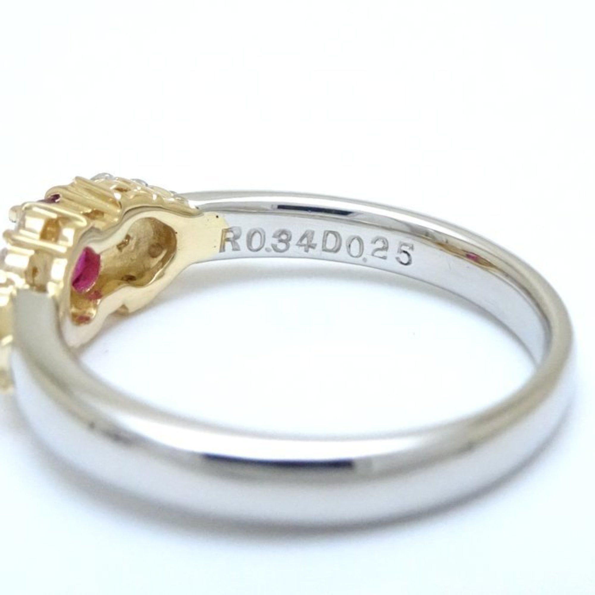 Celine CELINE Ring, 0.34ct Ruby, 0.25ct Diamond, Pt900 Platinum x 18KYG, 292606 Size ONE SIZE - 8 Thumbnail