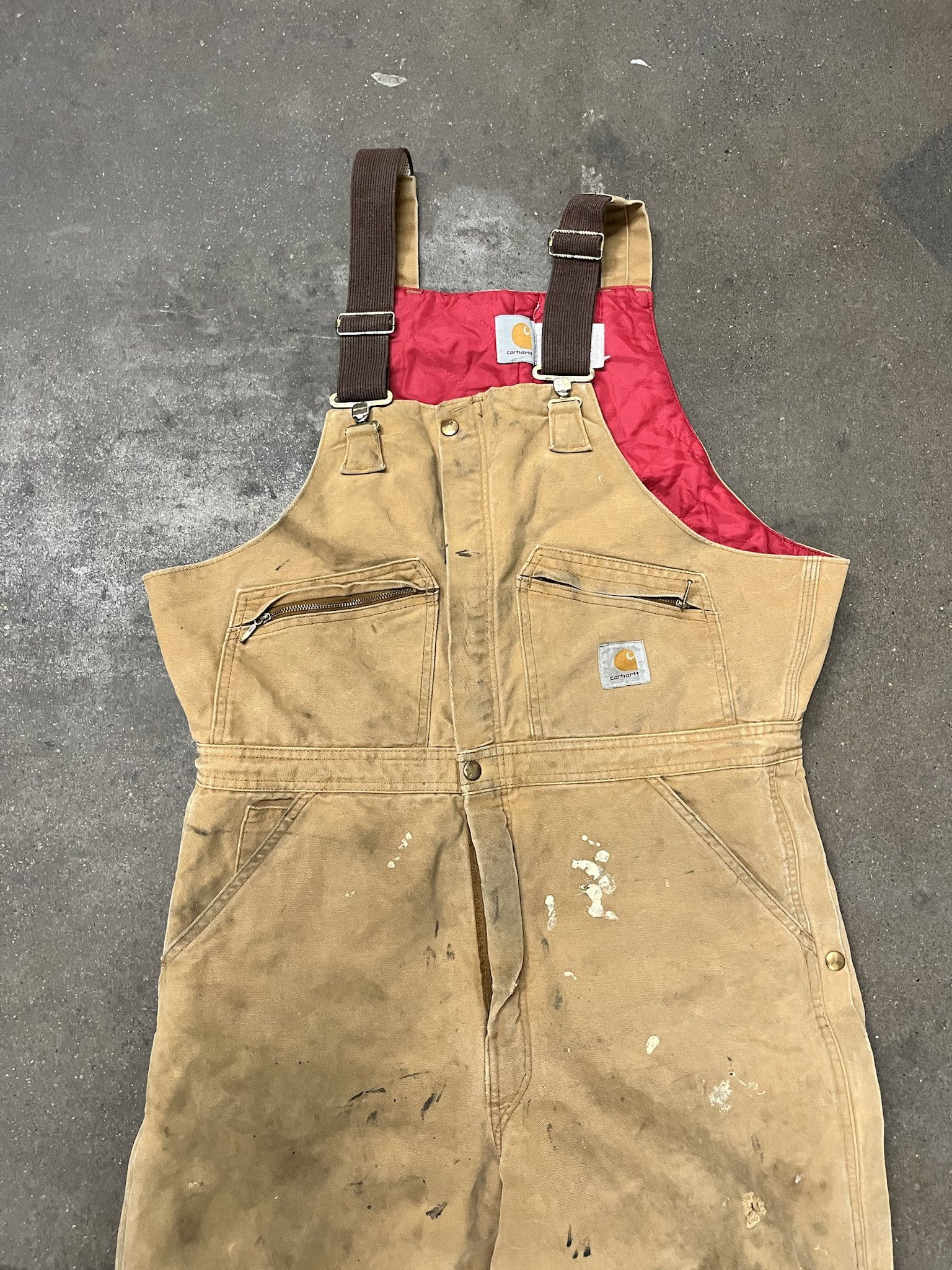 Carhartt × Vintage Vintage 1990s Carhartt Paint Distressed Canvas Heavy Quilted Workwear Overalls Size L Size US L / EU 52-54 / 3 - 2 Thumbnail