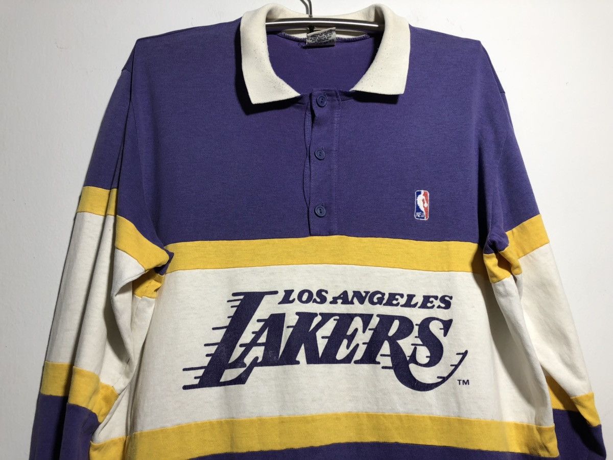 Vintage Vintage Los Angeles Lakers polo T Shirt NBA Basketball Player Trainer 1990s Size US XL / EU 56 / 4 - 3 Thumbnail