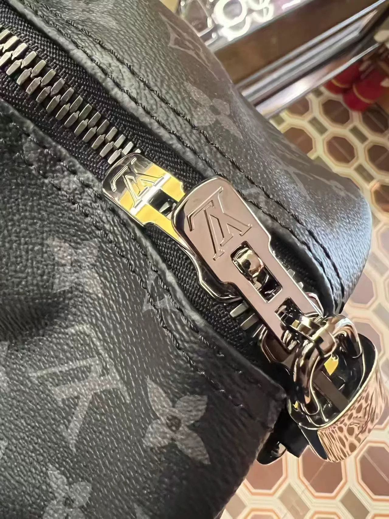 Louis Vuitton LV Black Flower Keepall 55 Bag Size ONE SIZE - 7 Thumbnail