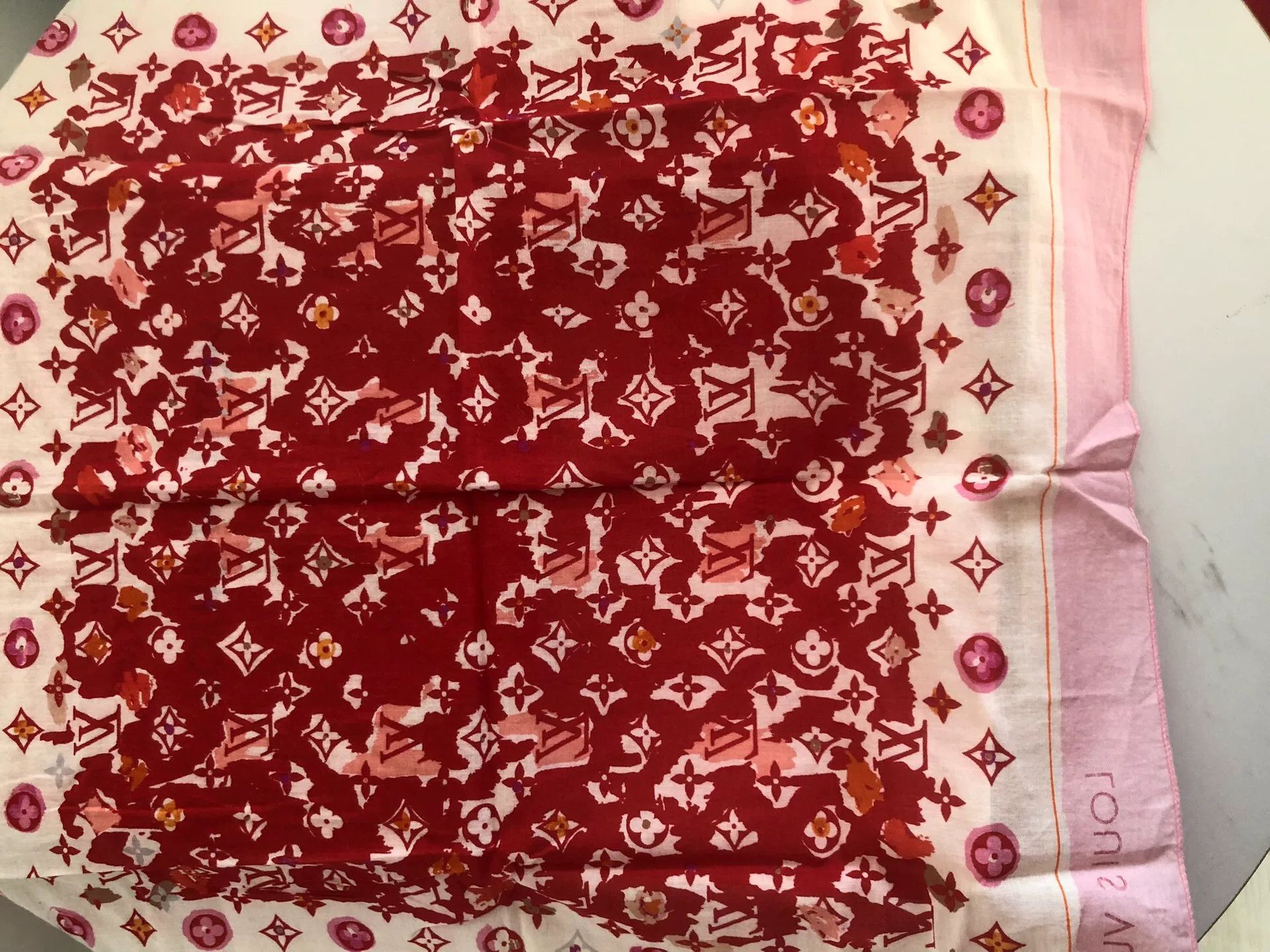 Louis Vuitton Louis Vuitton Pink Graffiti Bandana Scarf Size ONE SIZE - 3 Thumbnail