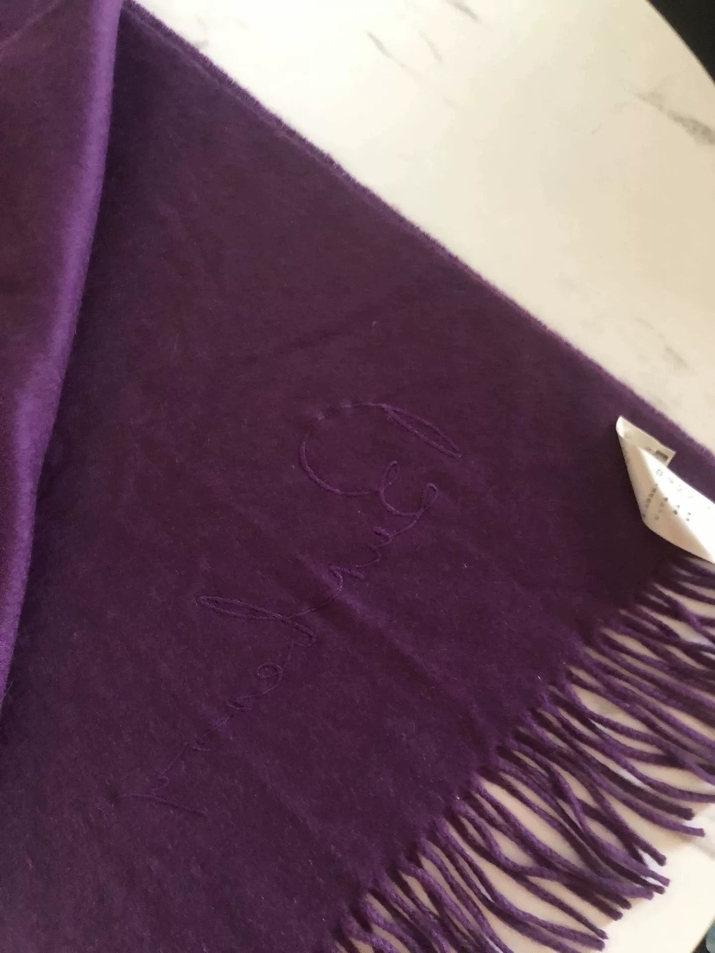 Burberry Burberry Purple Cashmere Scarf with Fringe Size ONE SIZE - 4 Thumbnail