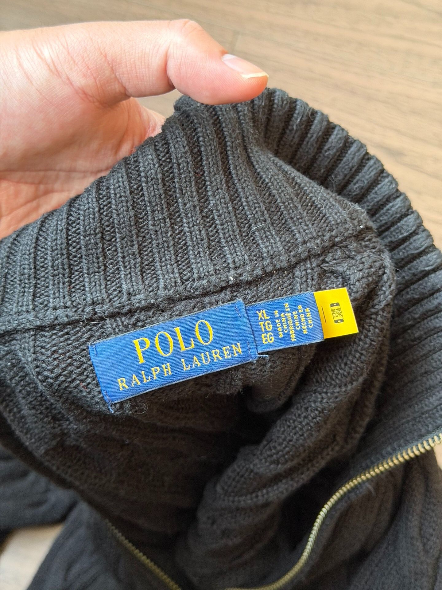 Polo Ralph Lauren Ralph Lauren Black Knit Zip-Up Sweater Size US XL / EU 56 / 4 - 4 Thumbnail