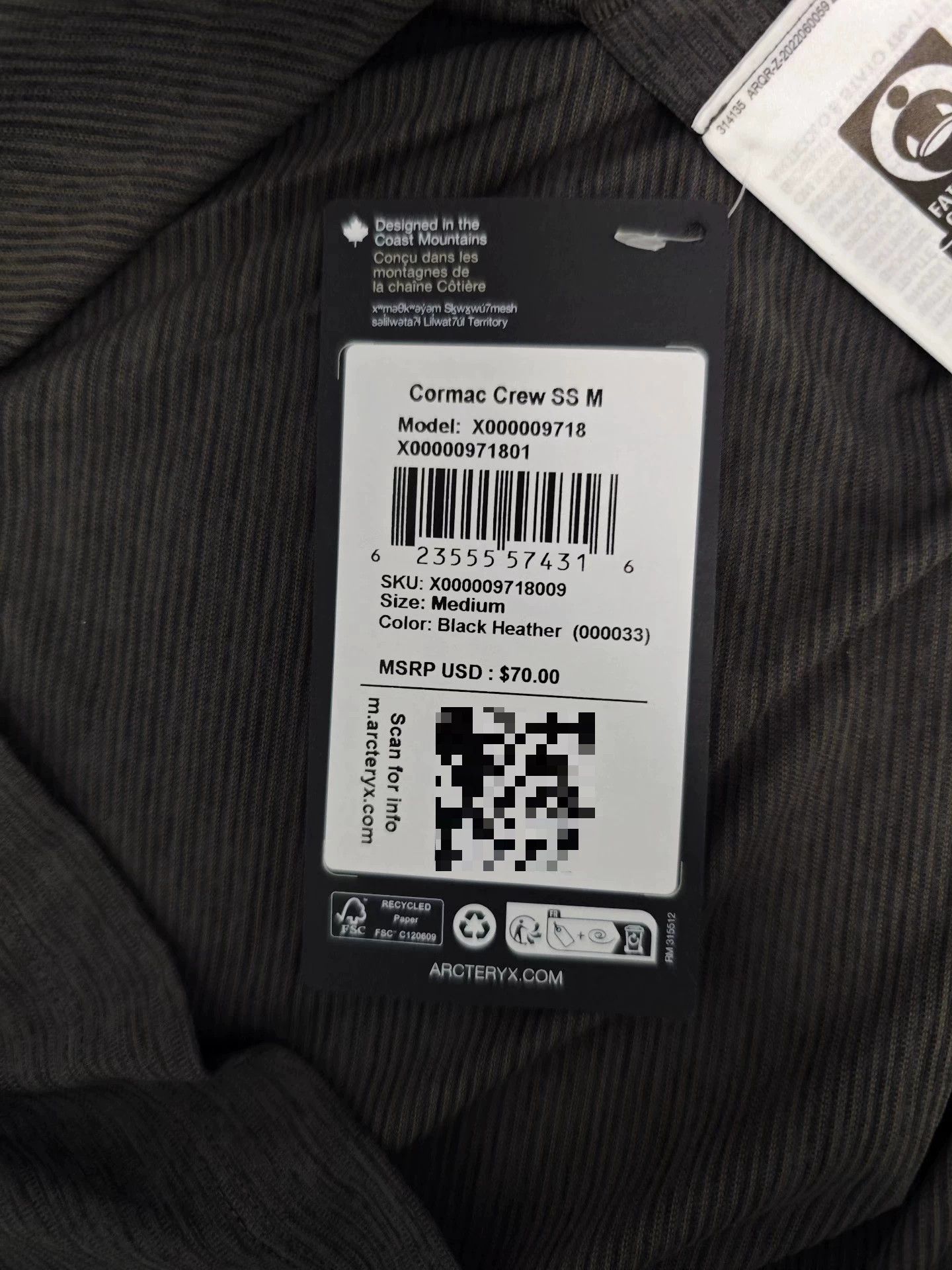 Arc'teryx Arcteryx Cormac Crew Men's T-Shirt Size US XS / EU 42 / 0 - 9 Thumbnail