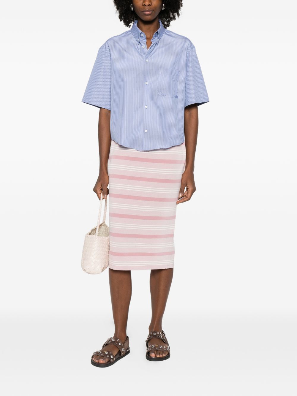 Prada STRIPED COTTON SKIRT Size 27" / US 4 / IT 40 - 3 Thumbnail