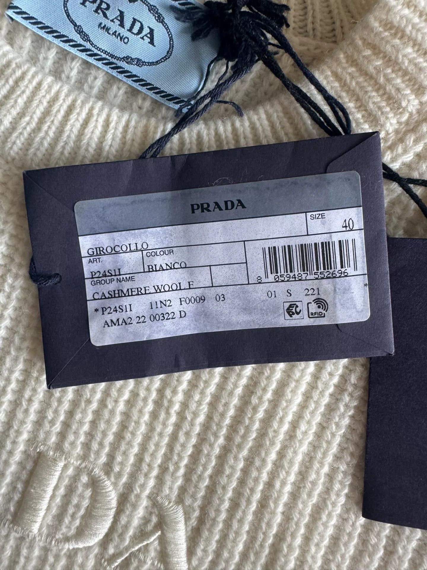 Prada PRADA Women's Cream Embroidered Logo Sweater Size S / US 4 / IT 40 - 3 Thumbnail