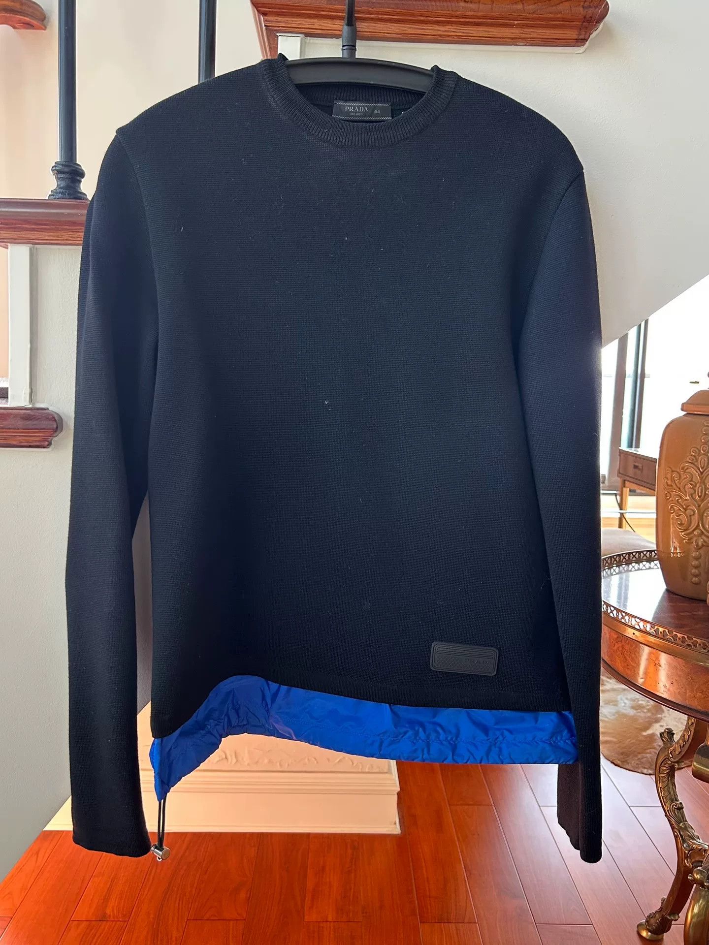 Prada Prada Black Wool Knit Sweater with Blue Hem Size US S / EU 44-46 / 1 - 7 Thumbnail