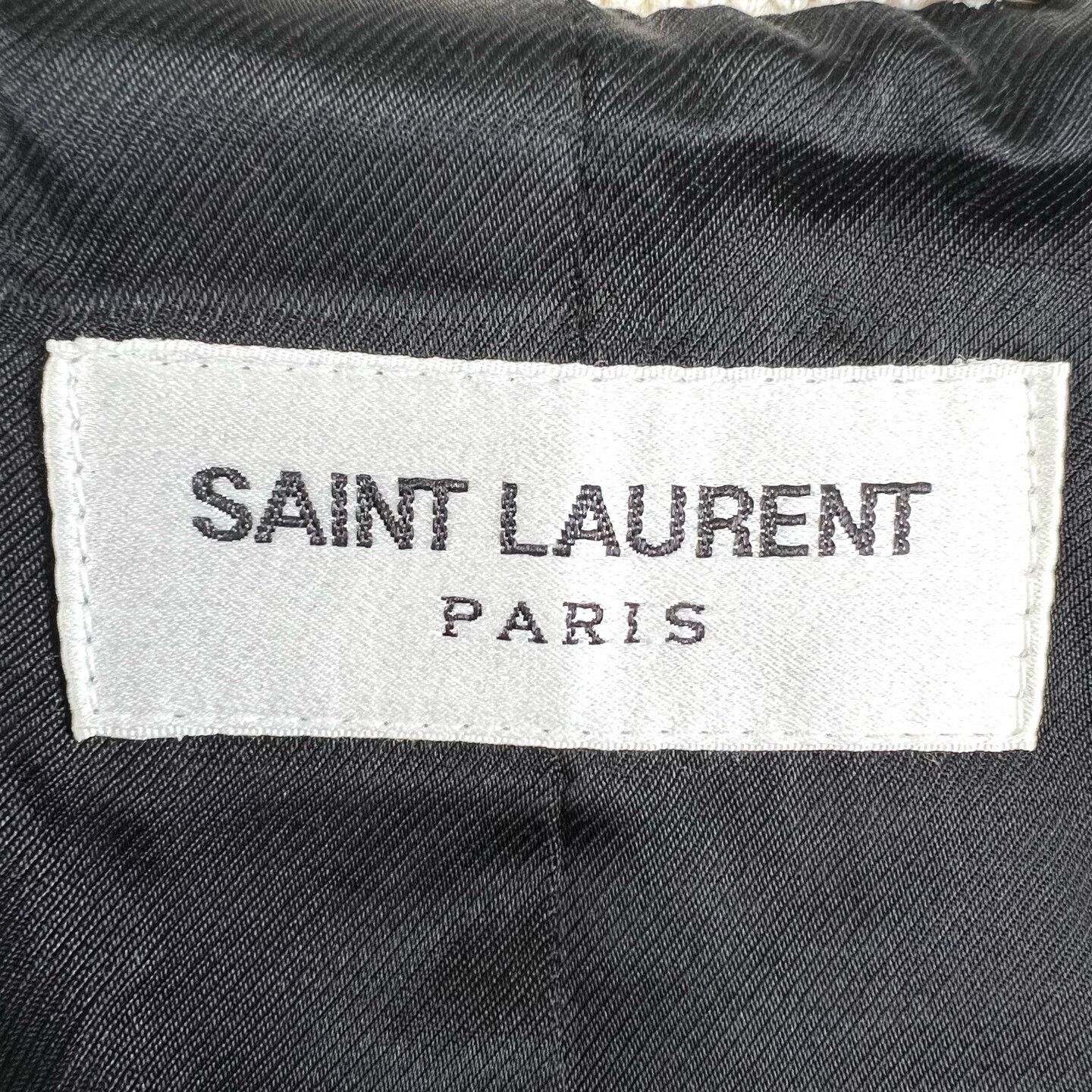 Yves Saint Laurent Saint Laurent Cream Striped Baseball Jacket Size US M / EU 48-50 / 2 - 5 Thumbnail