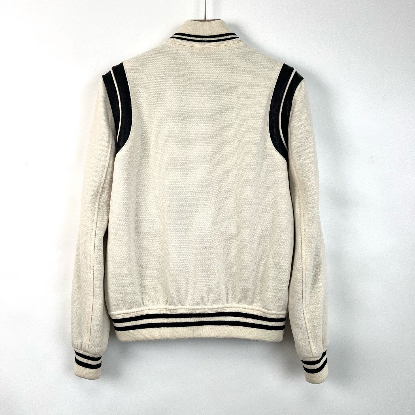 Yves Saint Laurent Saint Laurent Cream Striped Baseball Jacket Size US M / EU 48-50 / 2 - 2 Thumbnail
