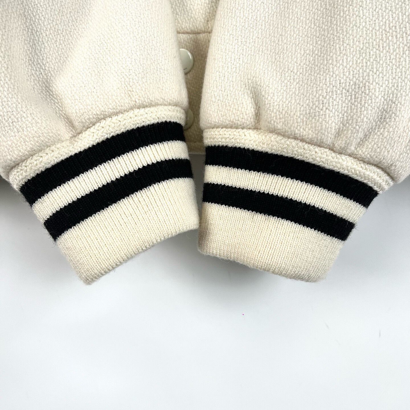 Yves Saint Laurent Saint Laurent Cream Striped Baseball Jacket Size US M / EU 48-50 / 2 - 4 Thumbnail