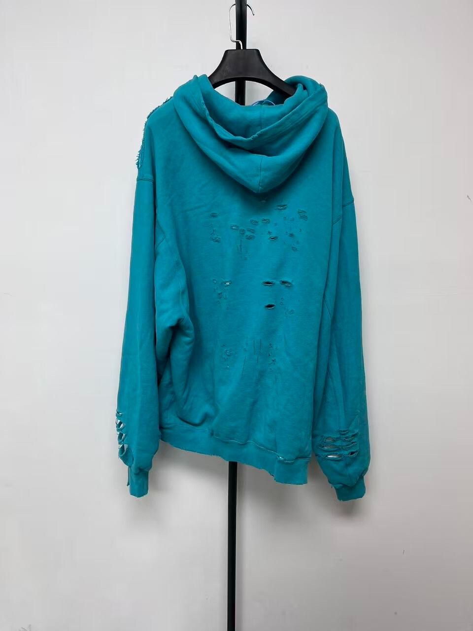 Balenciaga Balenciaga Distressed Blue Hoodie for Men Size US XS / EU 42 / 0 - 2 Thumbnail