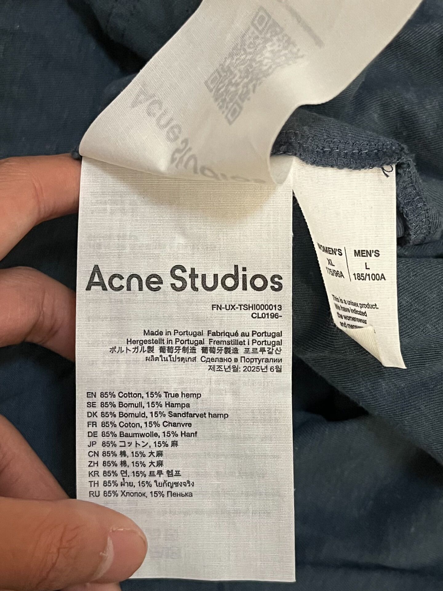 Acne Studios Acne Studios Deep Blue Crew-Neck T-Shirt Size US L / EU 52-54 / 3 - 4 Thumbnail