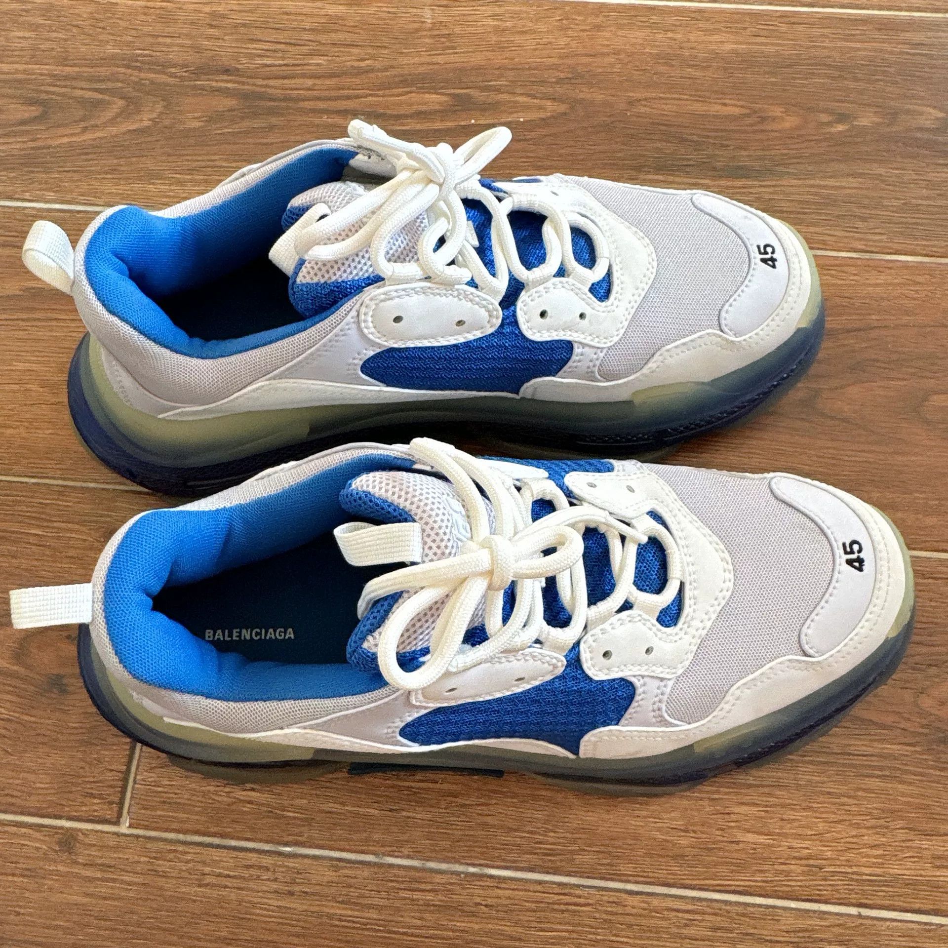 Balenciaga Balenciaga Triple S White Blue Sneakers Size US 11 / EU 44 - 8 Thumbnail