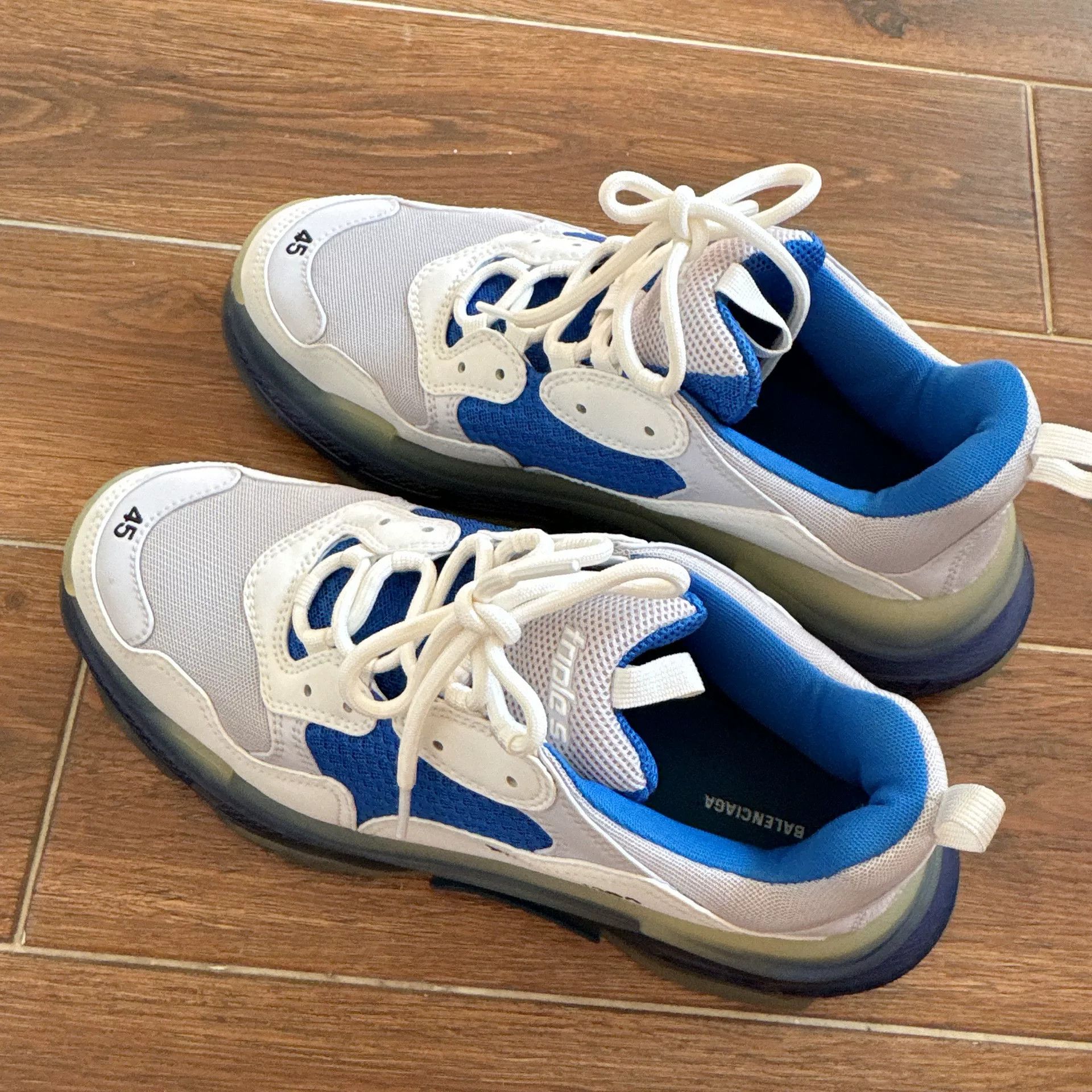 Balenciaga Balenciaga Triple S White Blue Sneakers Size US 11 / EU 44 - 7 Thumbnail
