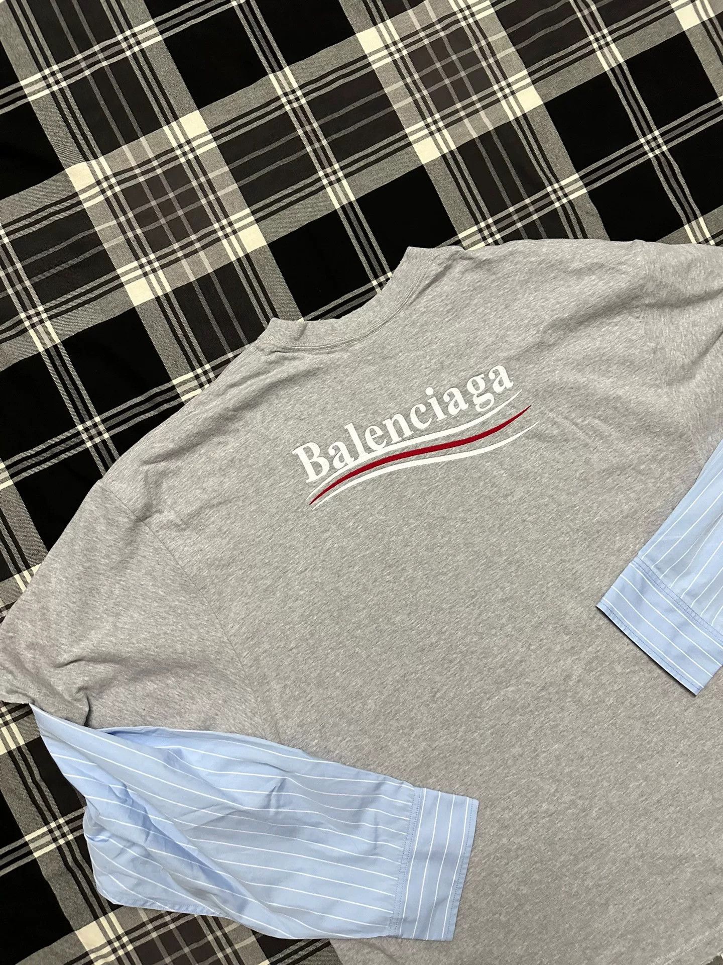 Balenciaga Balenciaga Gray Long Sleeve Shirt with Stripes Size US S / EU 44-46 / 1 - 3 Thumbnail