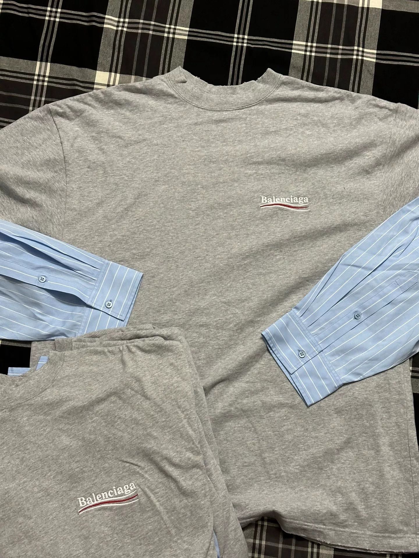 Balenciaga Balenciaga Gray Long Sleeve Shirt with Stripes Size US S / EU 44-46 / 1 - 4 Thumbnail