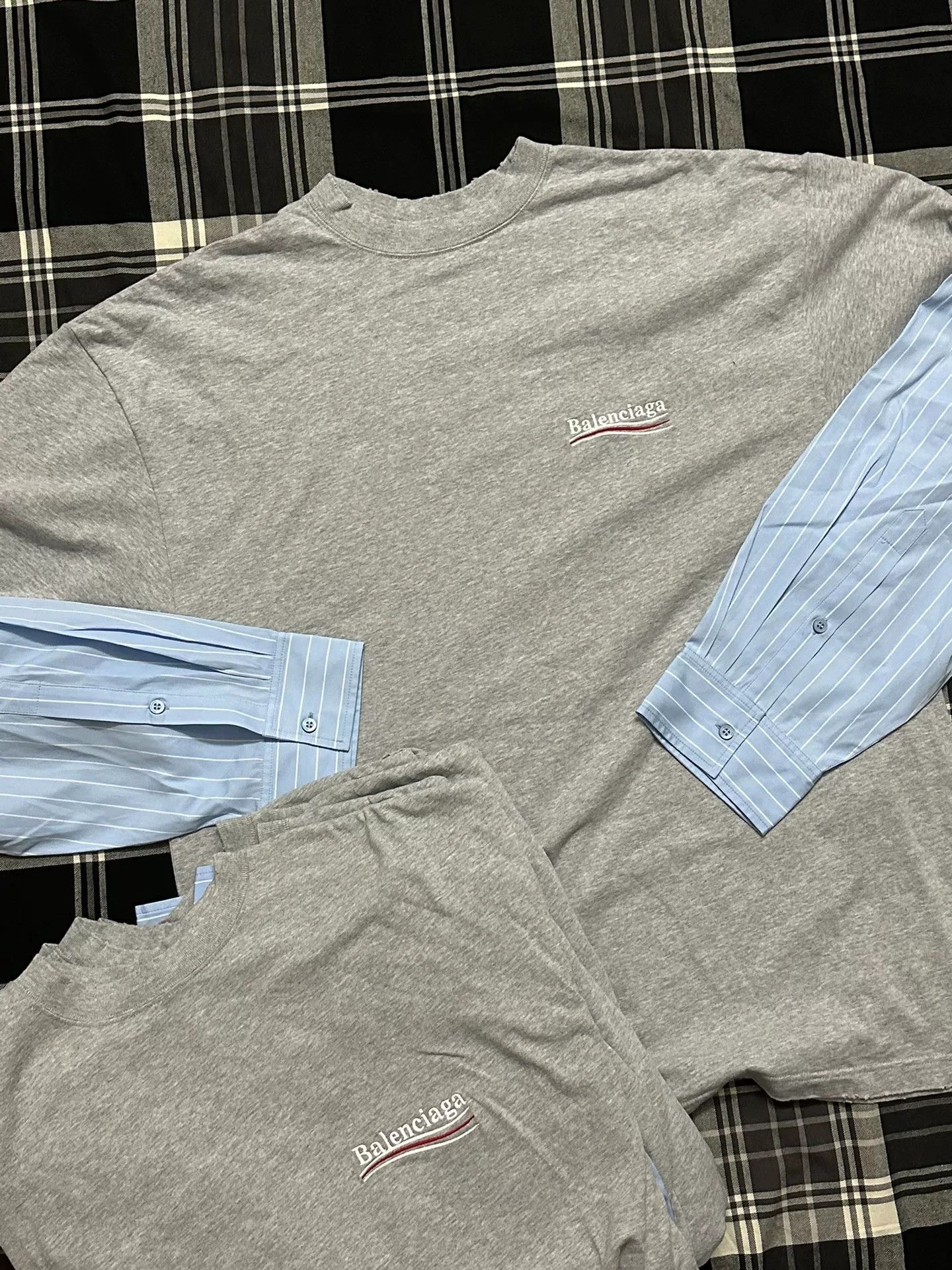 Balenciaga Balenciaga Gray Long Sleeve Shirt with Stripes Size US S / EU 44-46 / 1 - 2 Thumbnail