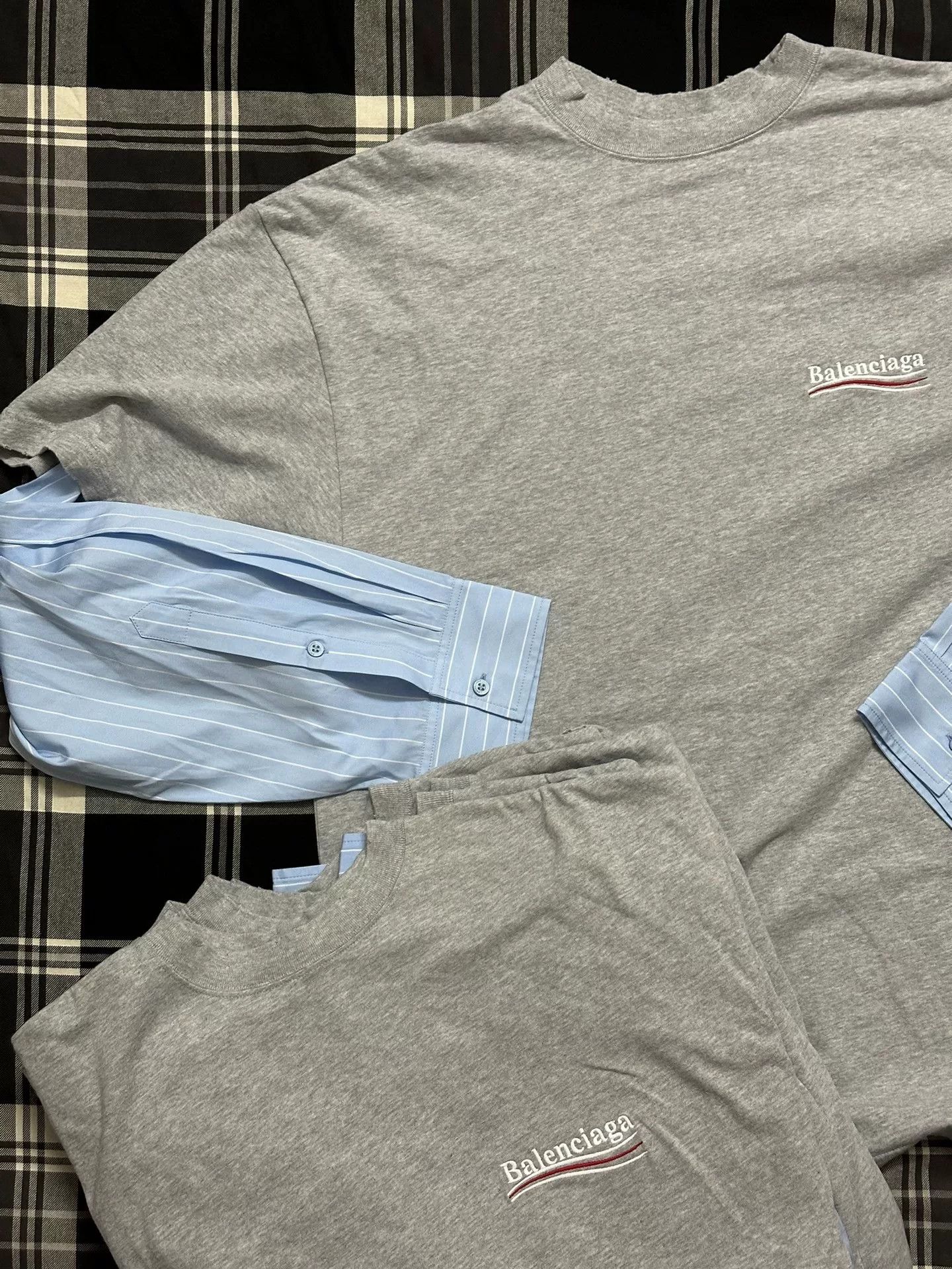 Balenciaga Balenciaga Gray Long Sleeve Shirt with Stripes Size US S / EU 44-46 / 1 - 5 Thumbnail