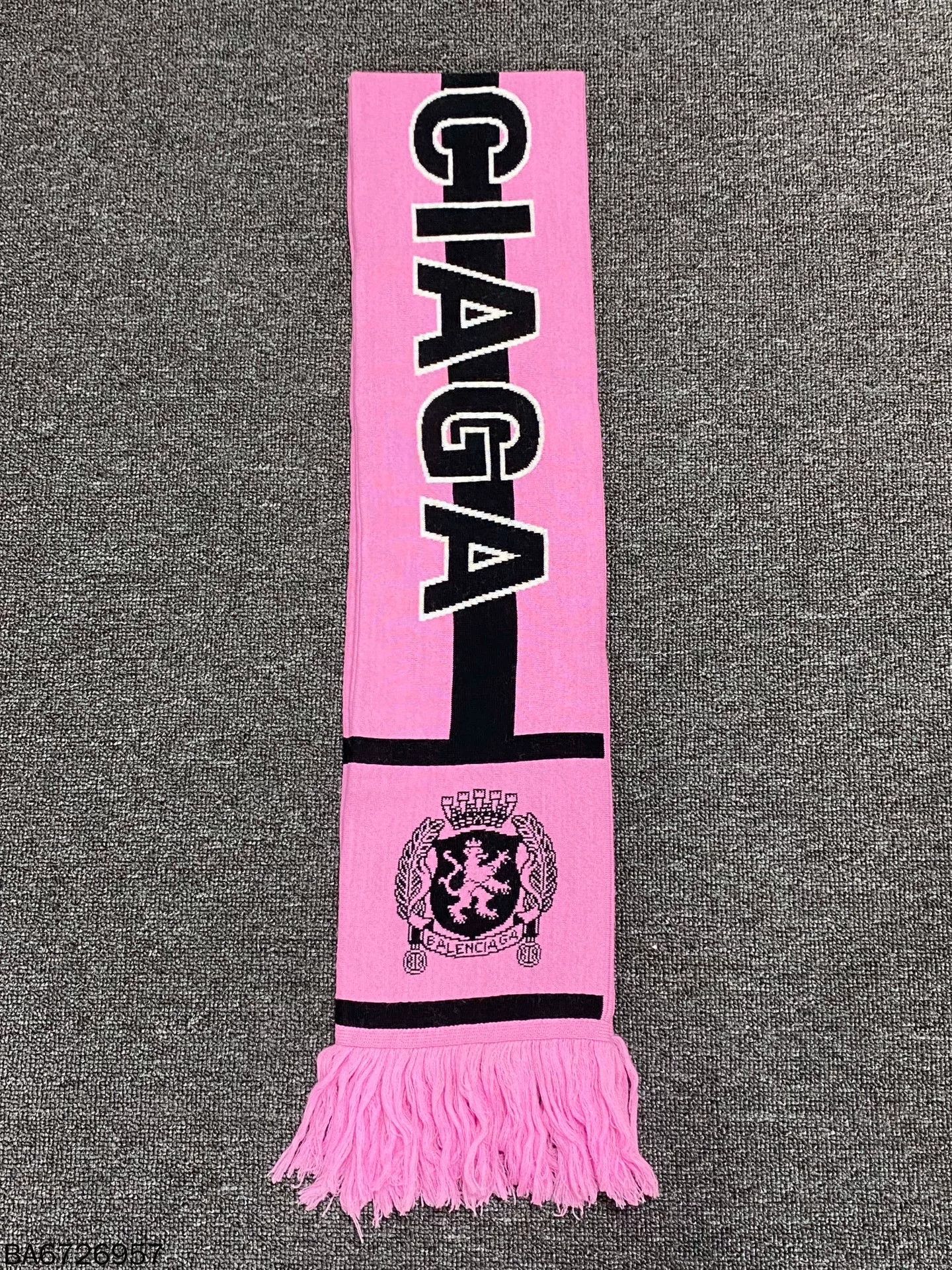 Balenciaga Balenciaga Logo Pink Cashmere Blend Scarf Size ONE SIZE - 2 Thumbnail
