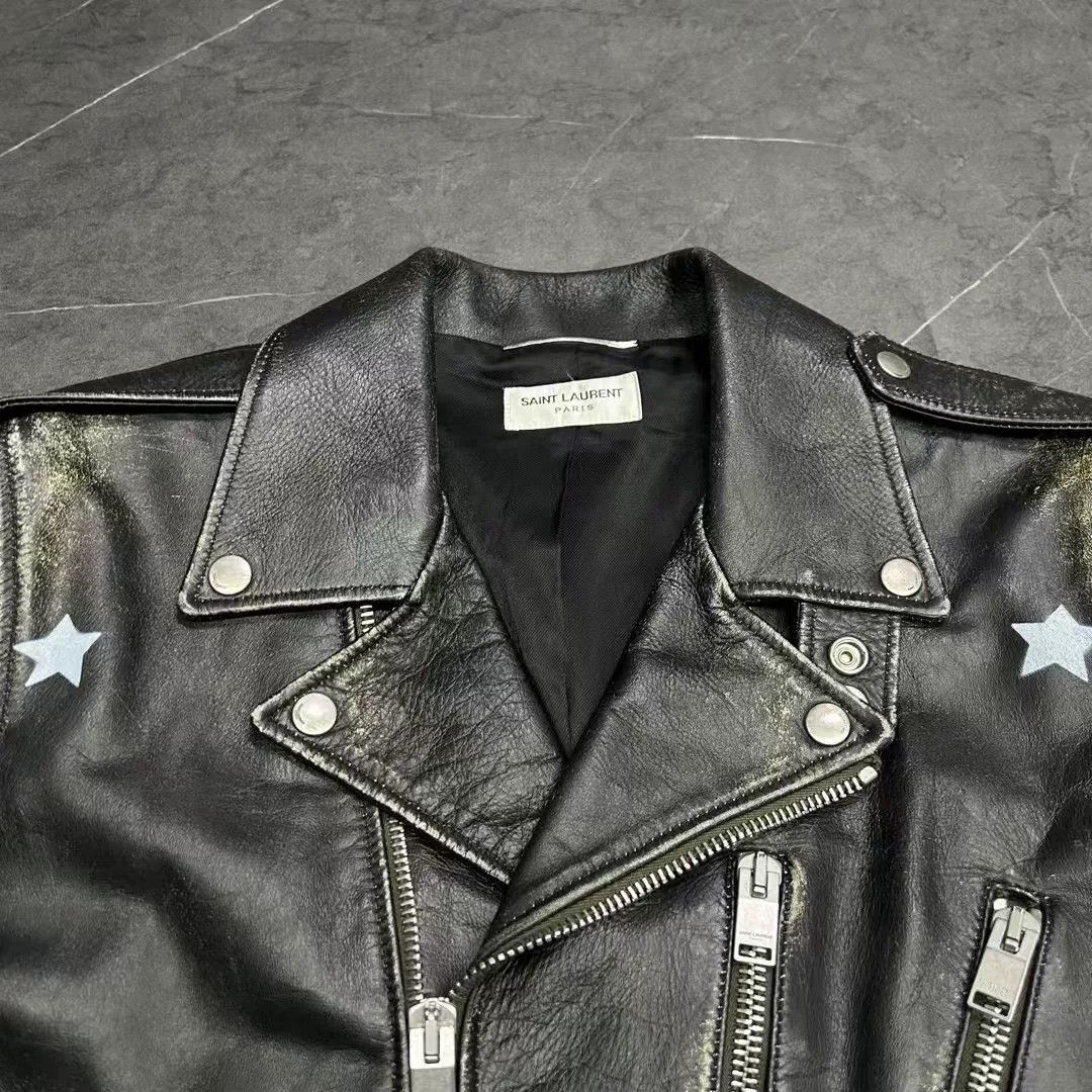 Saint Laurent Paris SLP Saint Laurent Distressed Leather Jacket Size US L / EU 52-54 / 3 - 4 Thumbnail