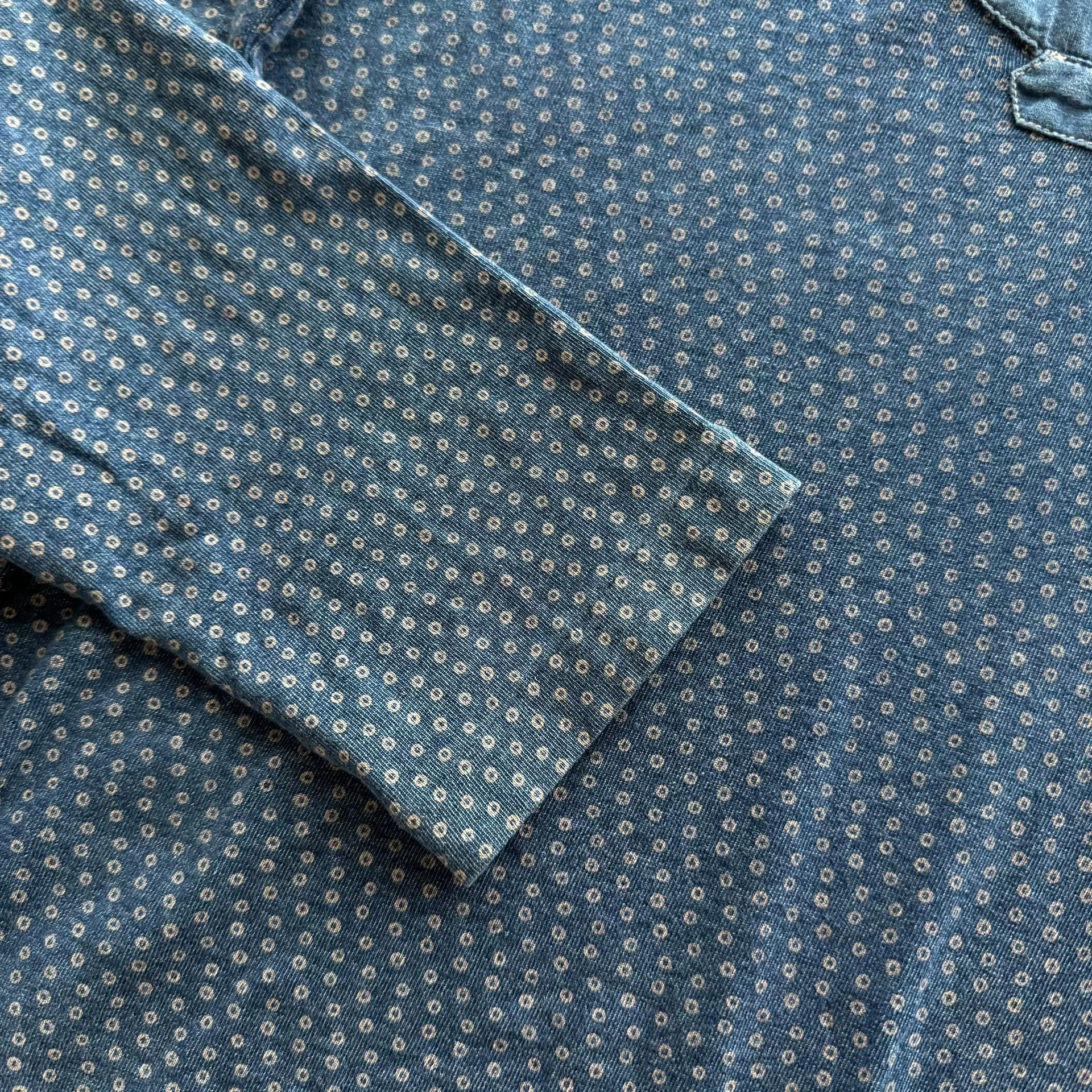 RRL Ralph Lauren Classic Blue Henley Collar Shirt Size US S / EU 44-46 / 1 - 4 Thumbnail