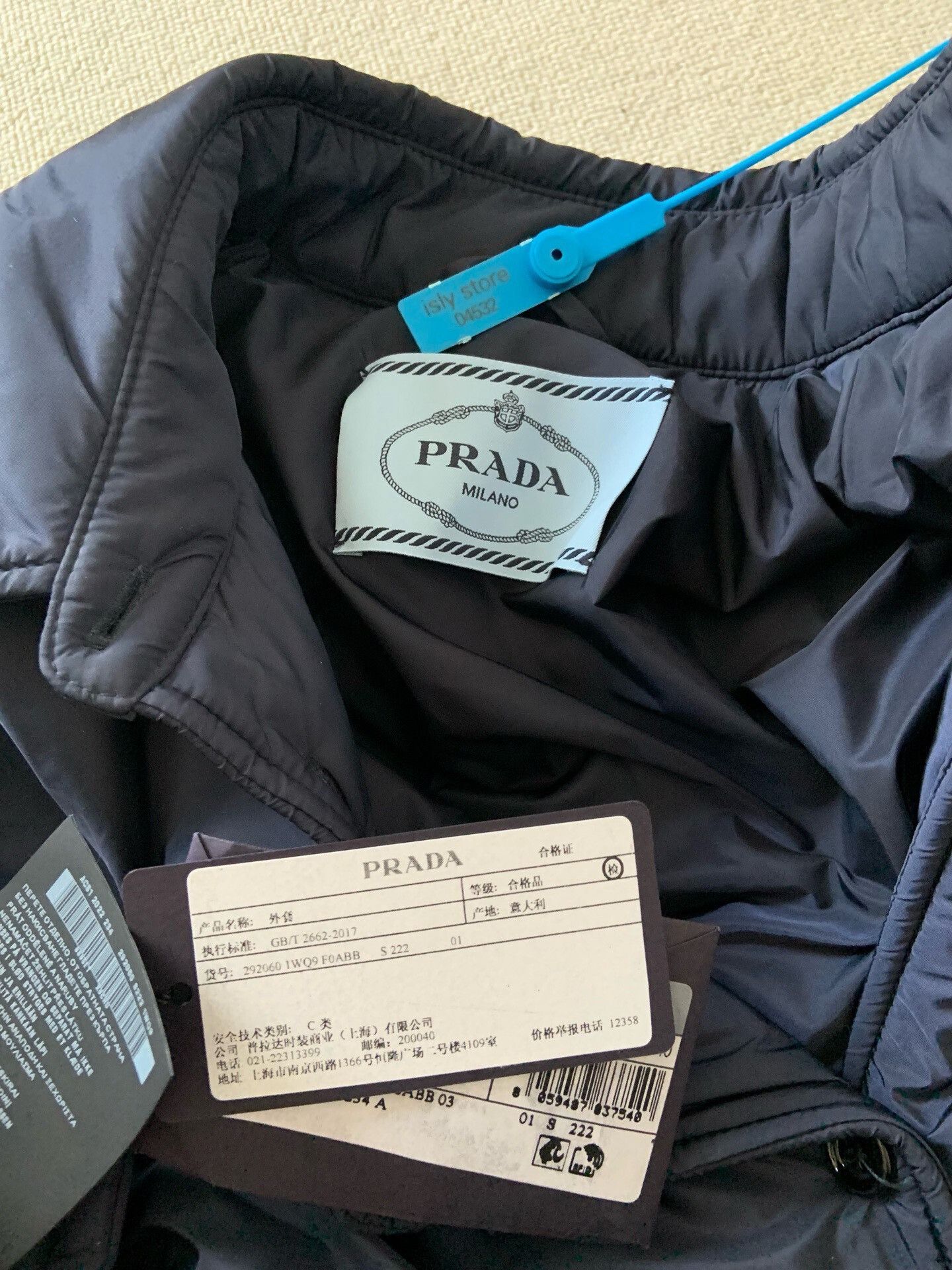 Prada Prada Logo Detail Navy Cotton Long Sleeve Shirt Size S / US 4 / IT 40 - 5 Thumbnail