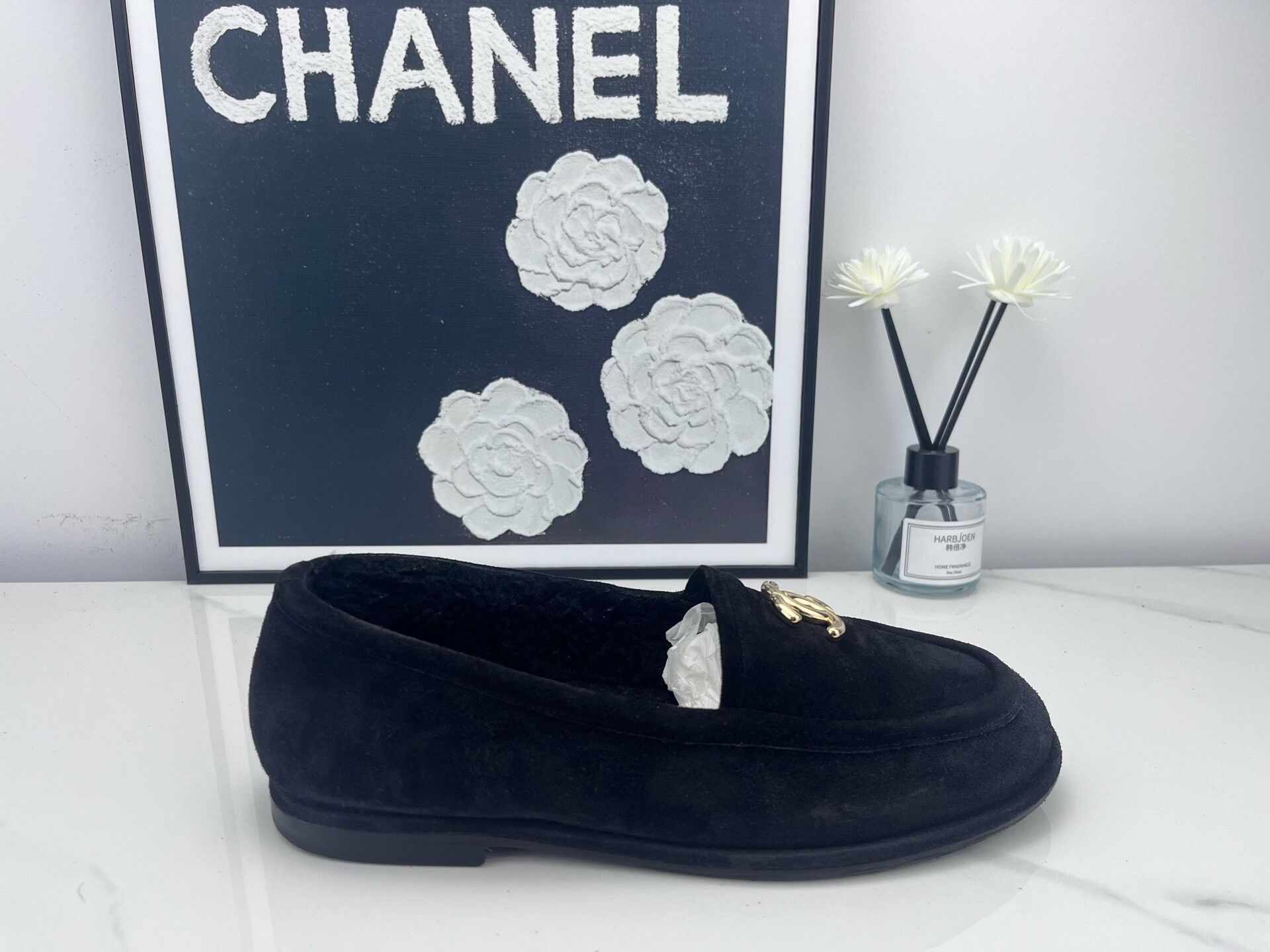 Chanel Chanel Black Suede Loafers for Women Size US 5 / IT 35 - 6 Thumbnail