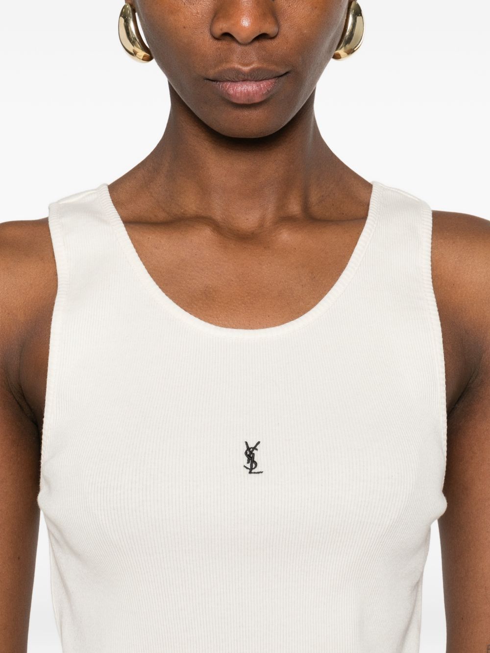 Saint Laurent Paris LOGO COTTON TANK TOP Size L / US 10 / IT 46 - 3 Thumbnail