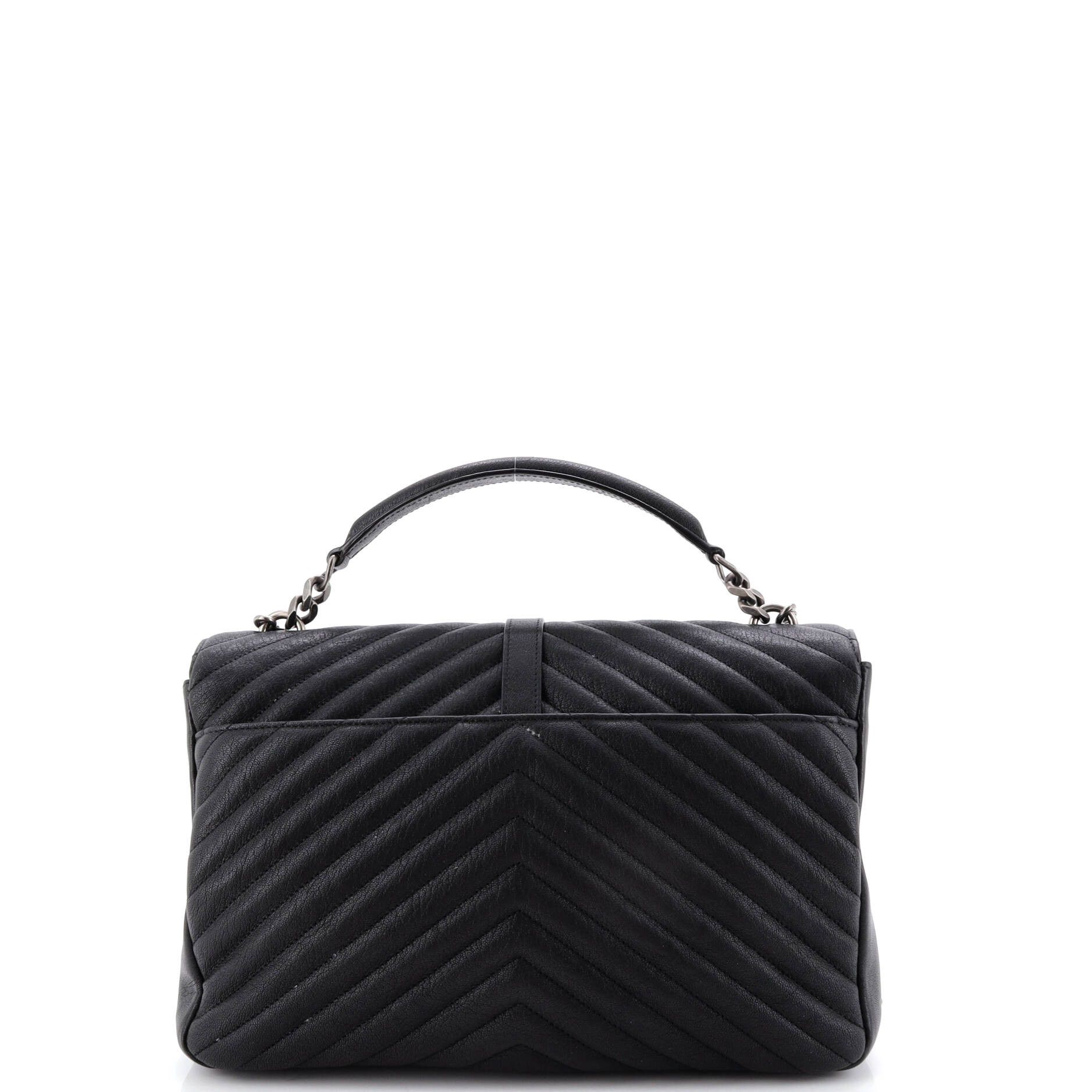 Saint Laurent Paris Classic Monogram College Bag Matelasse Chevron Leather Large Size ONE SIZE - 2 Thumbnail