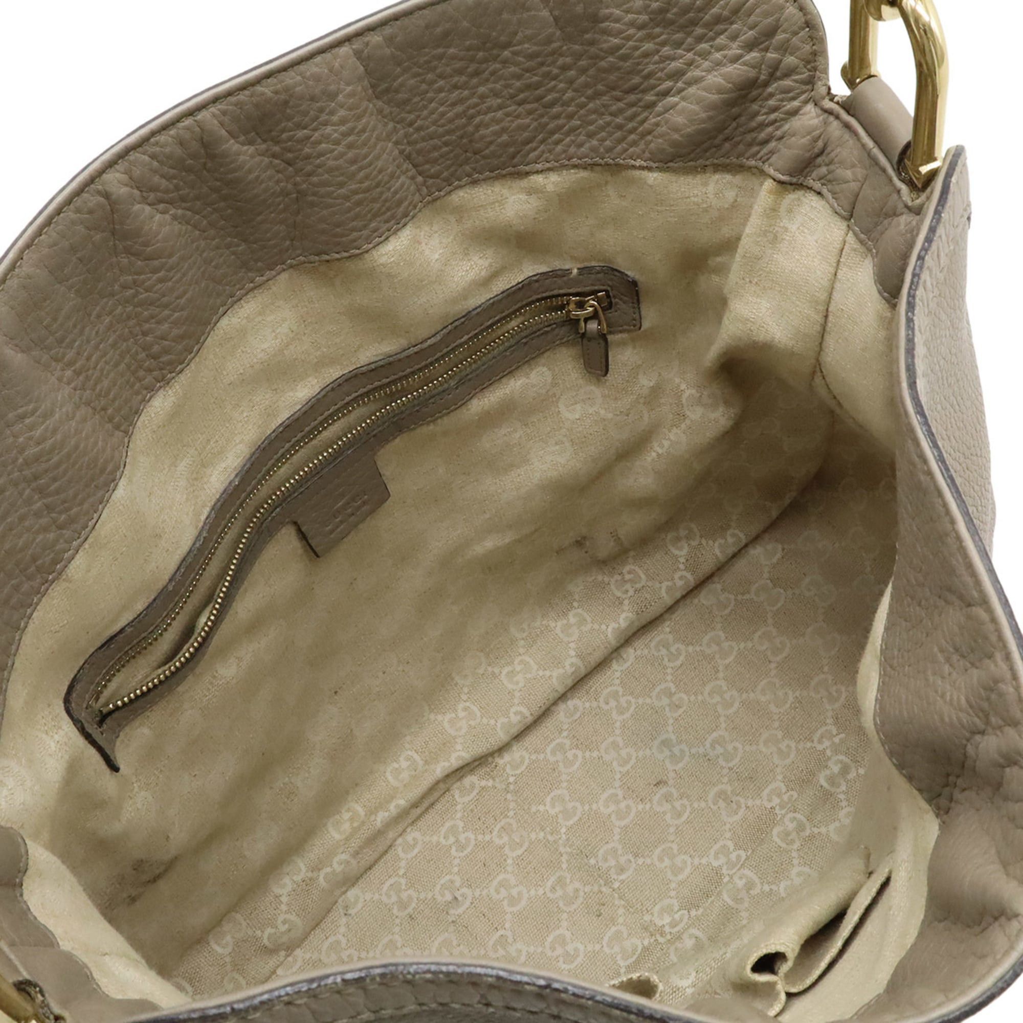 Gucci GUCCI Bamboo Handbag/Shoulder Bag in Greige Leather (282315) Size ONE SIZE - 6 Thumbnail