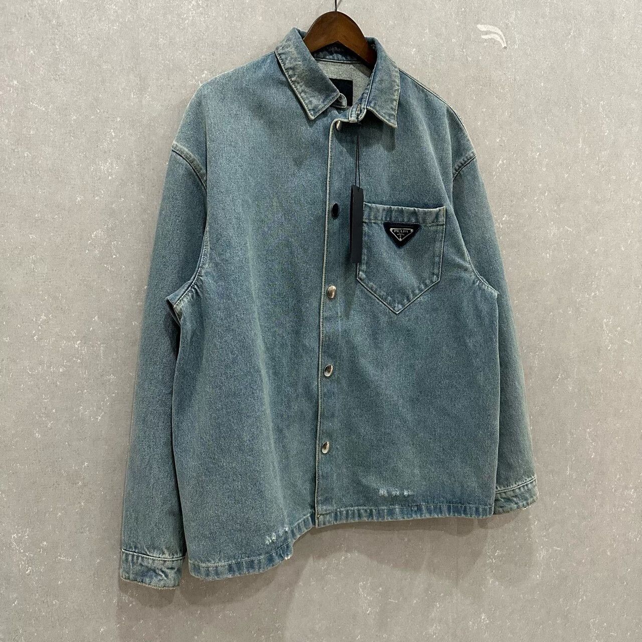 Prada Prada Light-Wash Distressed Denim Jacket Size US L / EU 52-54 / 3 - 3 Thumbnail