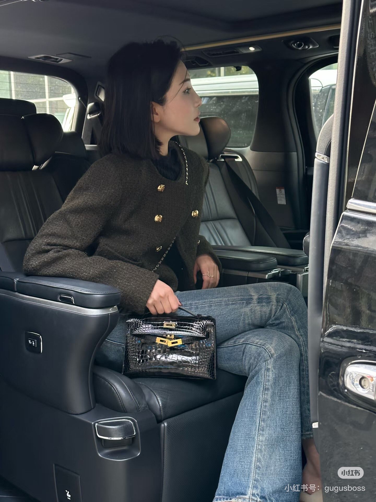 Celine Olive Green Double-Breasted Cropped Jacket Size XS / US 0-2 / IT 36-38 - 3 Thumbnail
