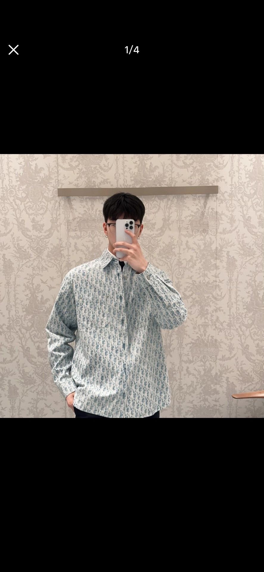 Dior Dior Blue and White Printed Shirt Size US M / EU 48-50 / 2 - 8 Thumbnail