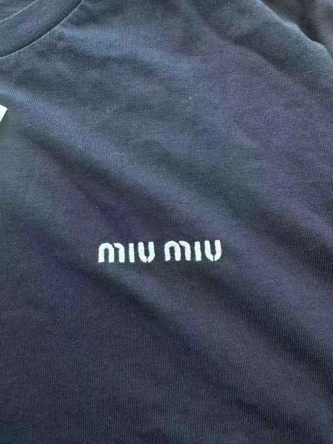 Miu Miu Miu Miu Navy Blue Long Sleeve T-Shirt Size M / US 6-8 / IT 42-44 - 4 Thumbnail