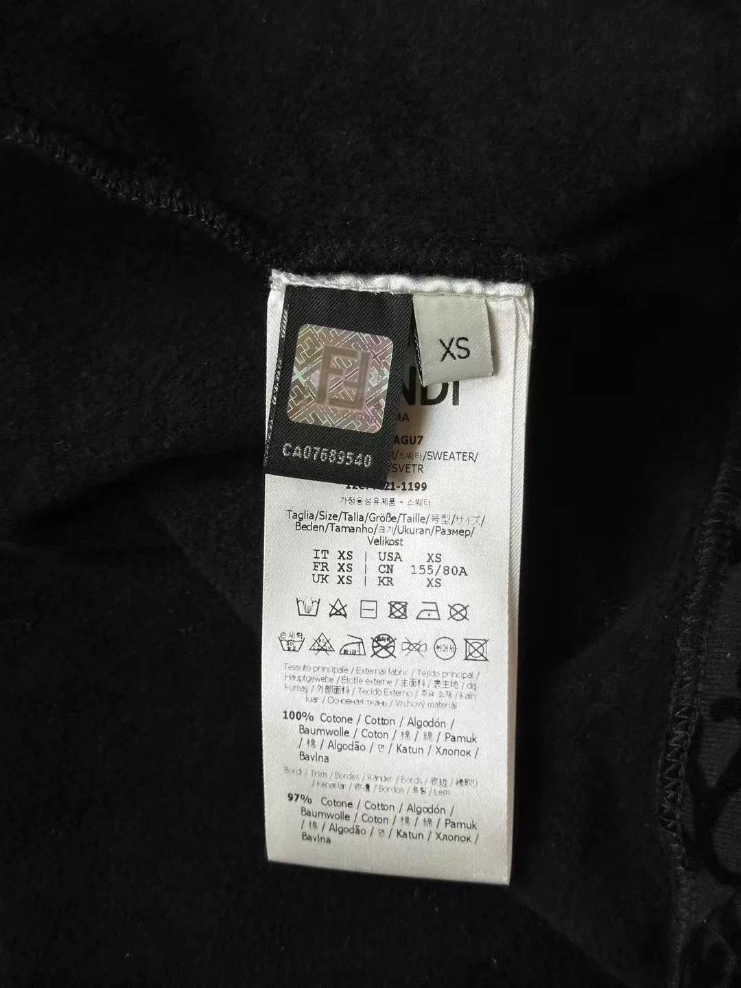 Fendi Fendi Logo Patterned Black Sweatshirt Size XS / US 0-2 / IT 36-38 - 4 Thumbnail