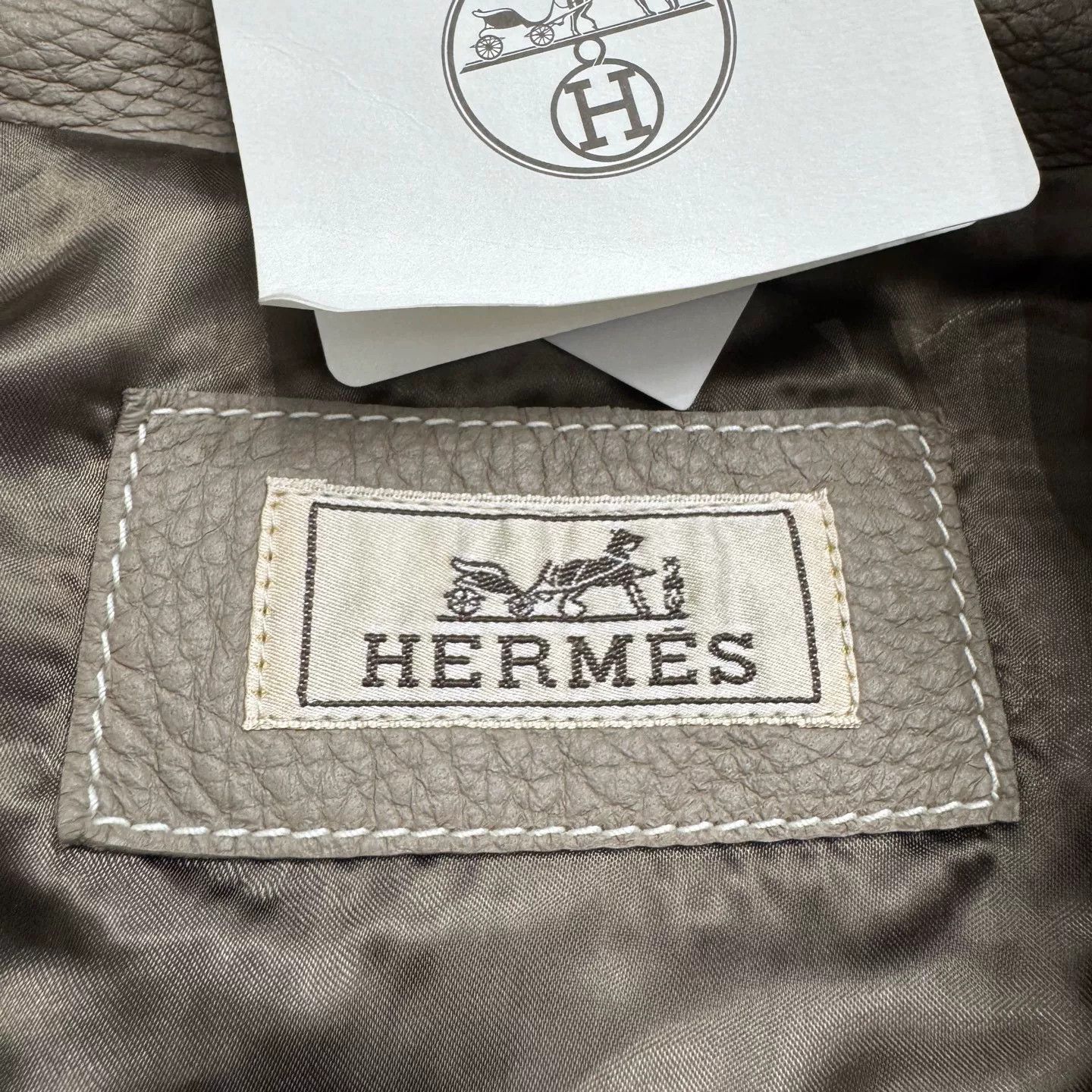 Hermes Hermes Beige Leather Jacket with Standing Collar Size US M / EU 48-50 / 2 - 3 Thumbnail