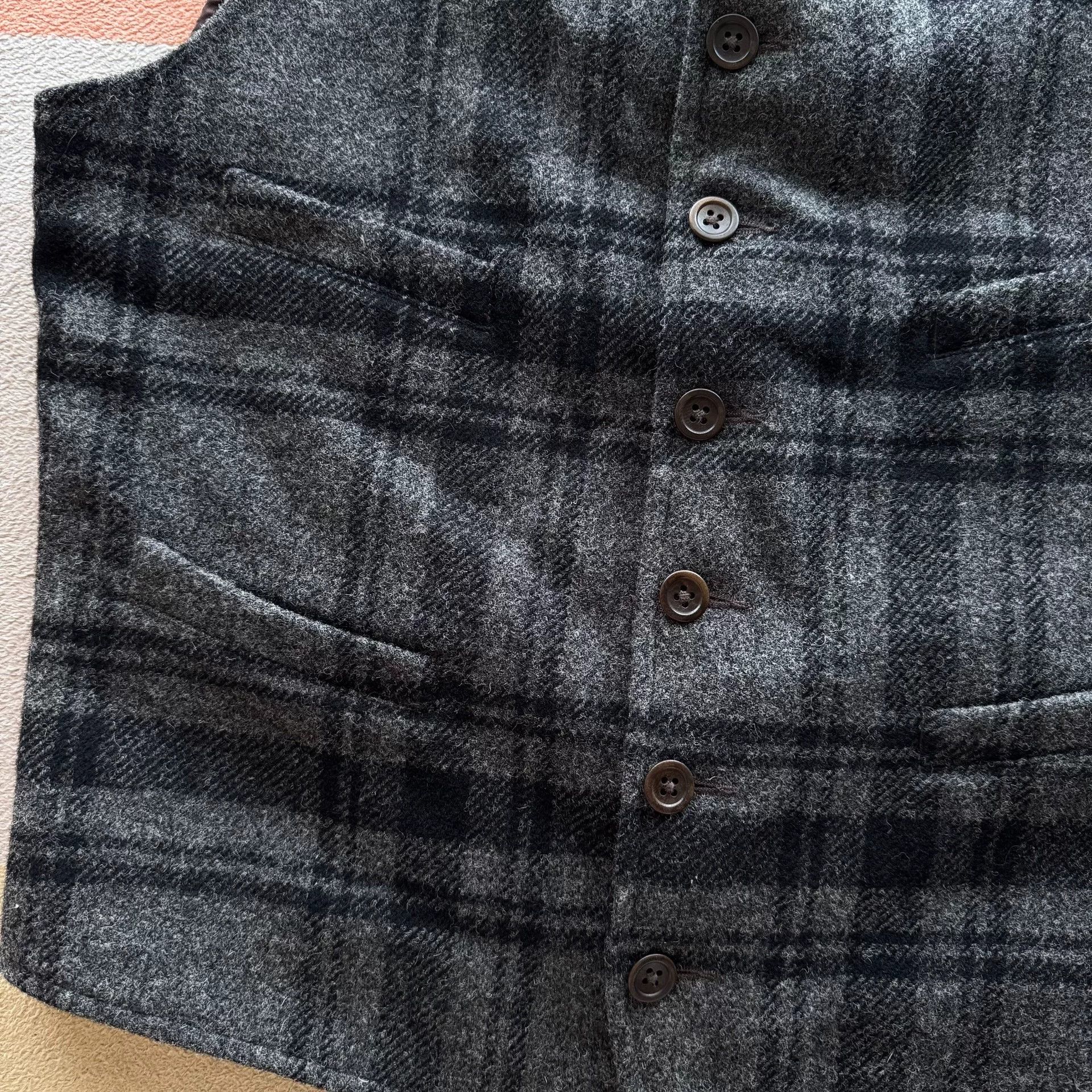 RRL Ralph Lauren Gray Wool Plaid Vest by Ralph Lauren Size US S / EU 44-46 / 1 - 7 Thumbnail