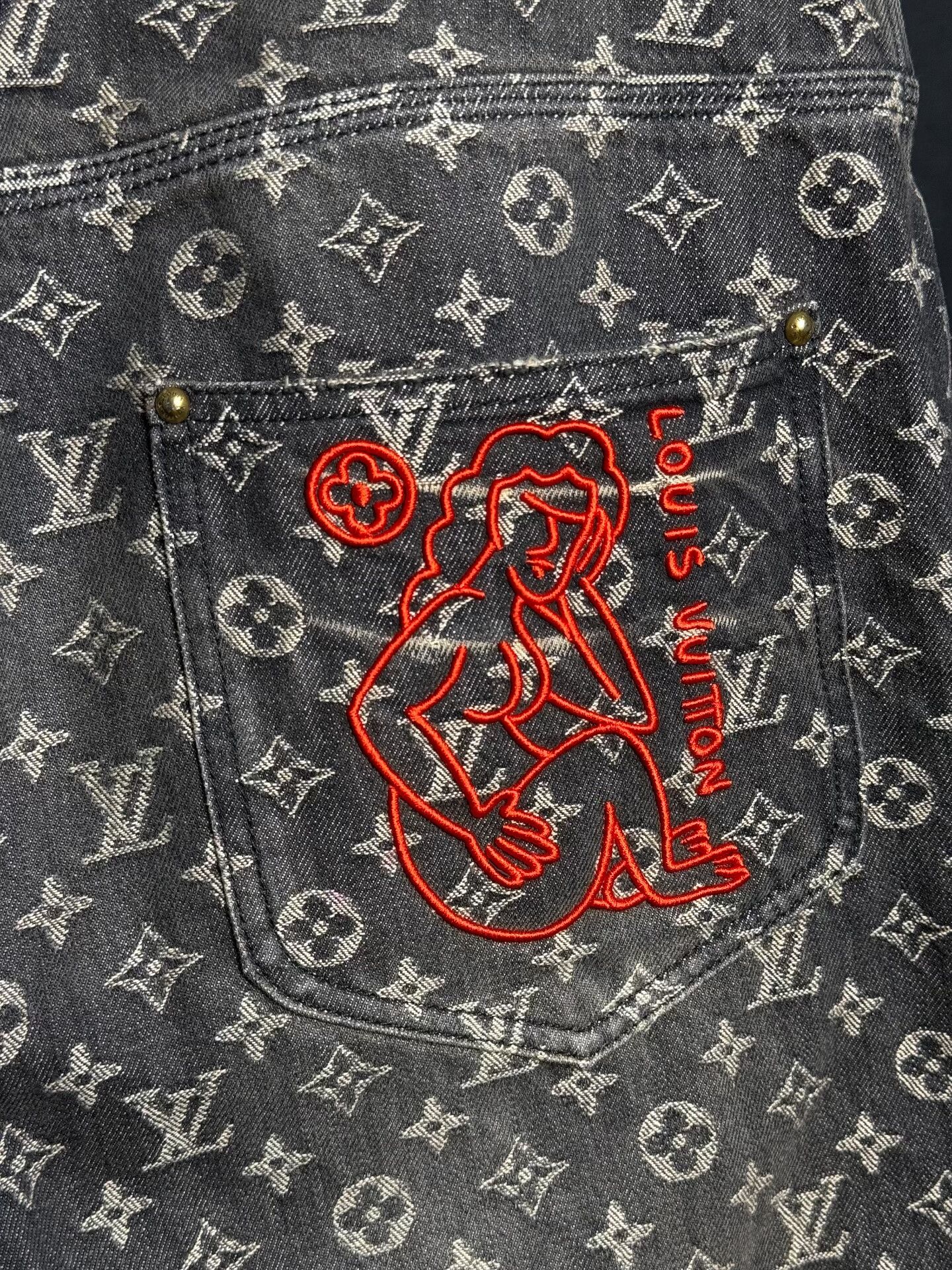 Louis Vuitton Louis Vuitton Embroidered Denim Jeans Size US 32 / EU 48 - 4 Thumbnail